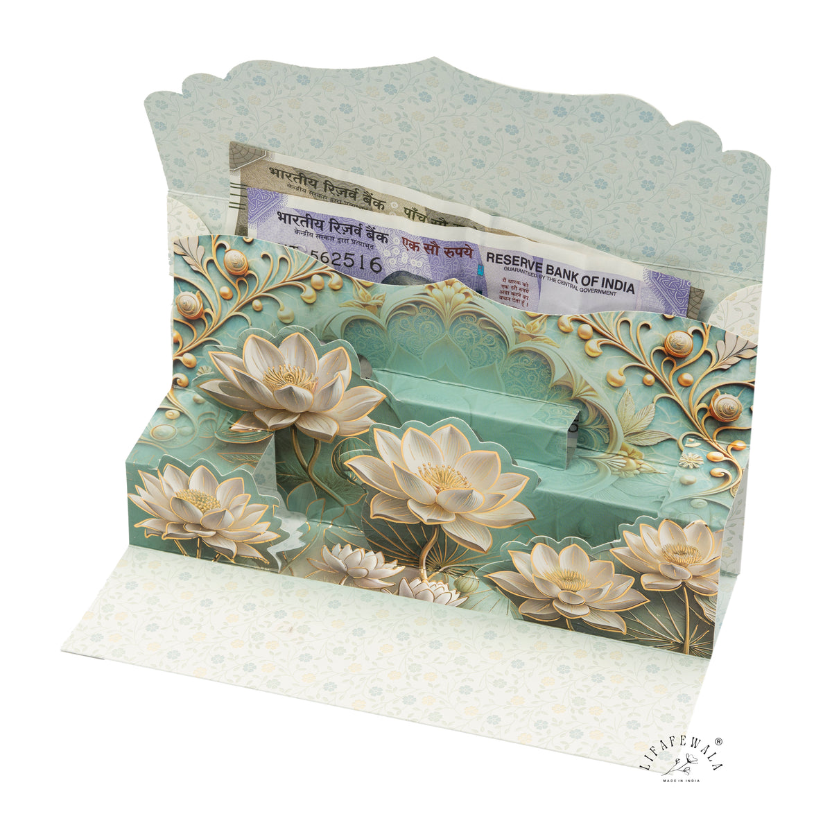 Premium Big Floral Design Shagun Envelopes – Stylish 3D Pop Up in Matte Finish with Gold Foil & UV | Lifafewala