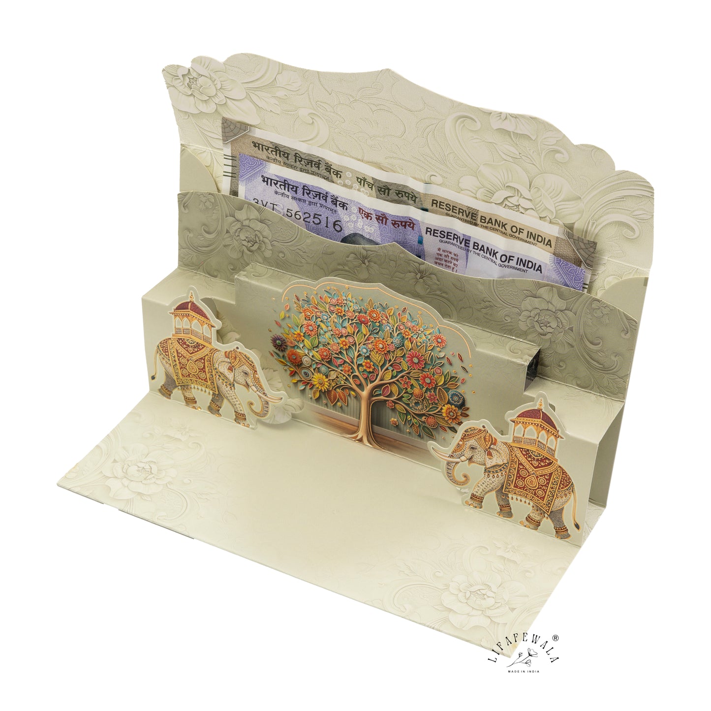 Premium Elephant Design Shagun Envelopes – Stylish 3D Pop Up in Matte Finish with Gold Foil & UV | Lifafewala (Copy)