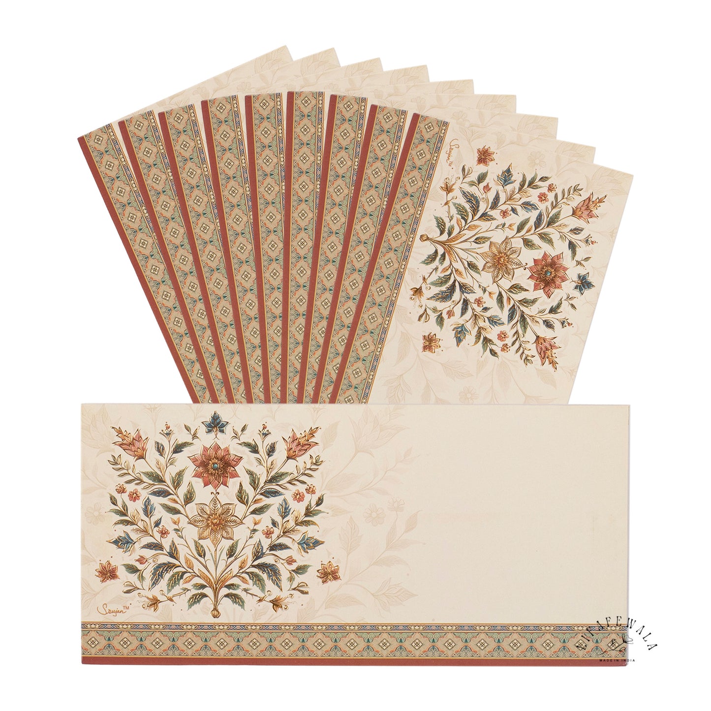 Premium Floral Design Shagun Lifafa | LIFAFEWALA Gold Foil Envelopes (Cream, Pack of 20–200)