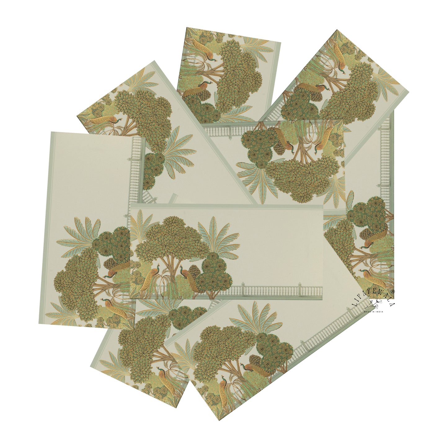 Gold Foil Tree & Peacock Shagun Envelopes | LIFAFEWALA (Scented Metallic, Pack of 20–200)