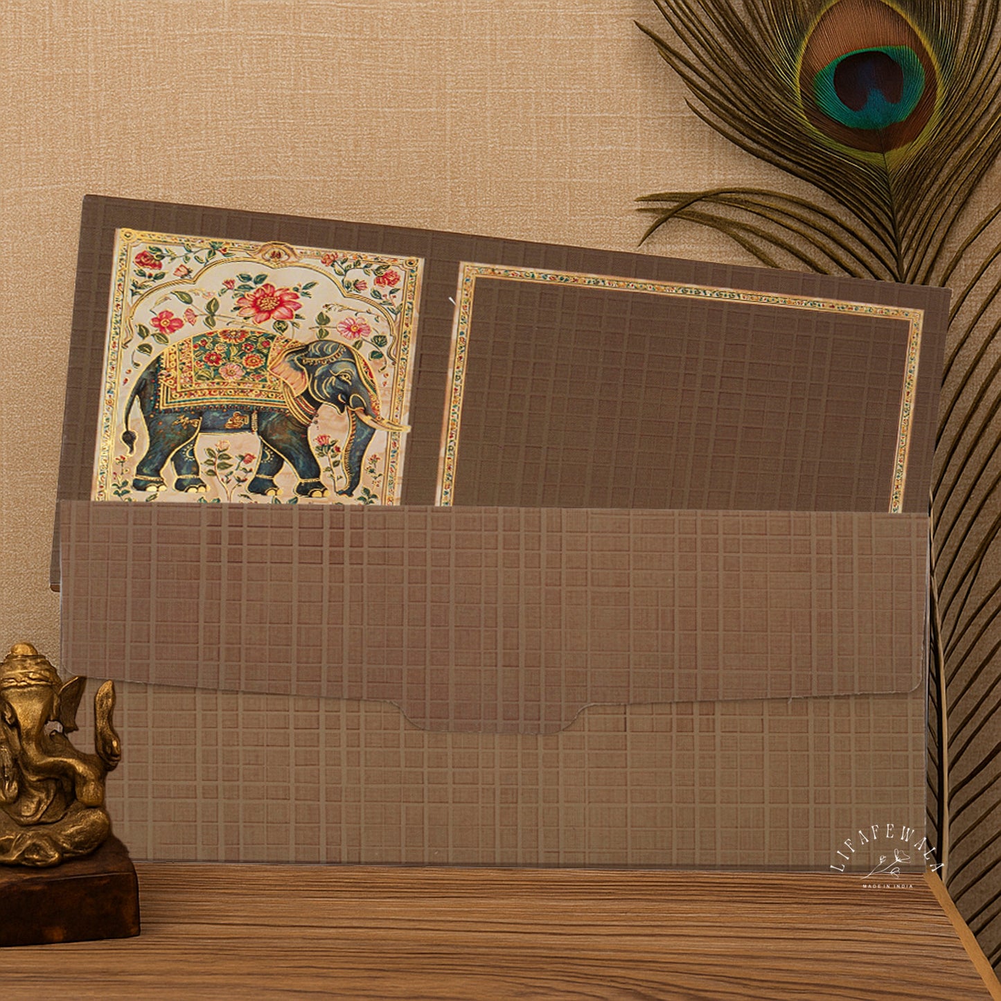 Premium Elephant Design Velvet Envelopes | LIFAFEWALA Shagun Lifafa (Gold Foil, Pack of 20–200)