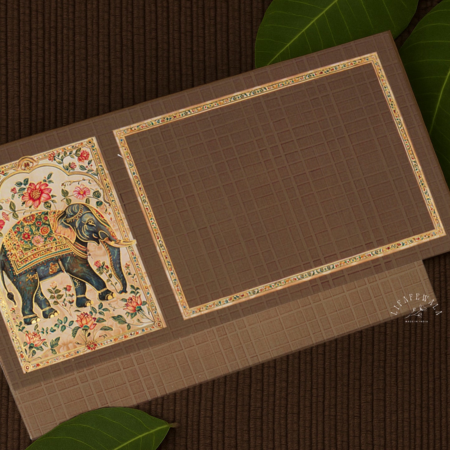 Premium Elephant Design Velvet Envelopes | LIFAFEWALA Shagun Lifafa (Gold Foil, Pack of 20–200)