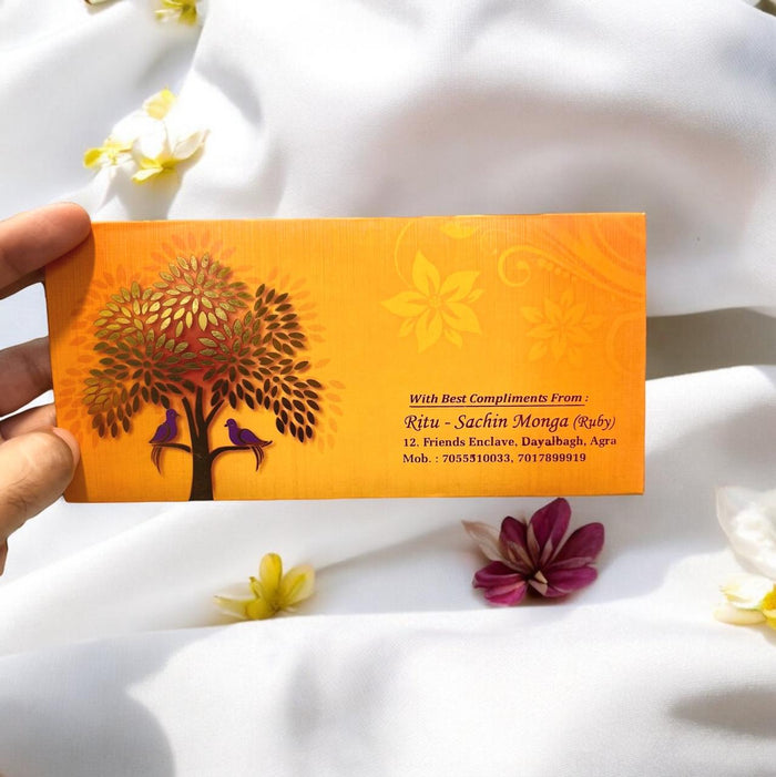 Orange velvet shagun envelope by LIFAFEWALA – photo 1 of 9
