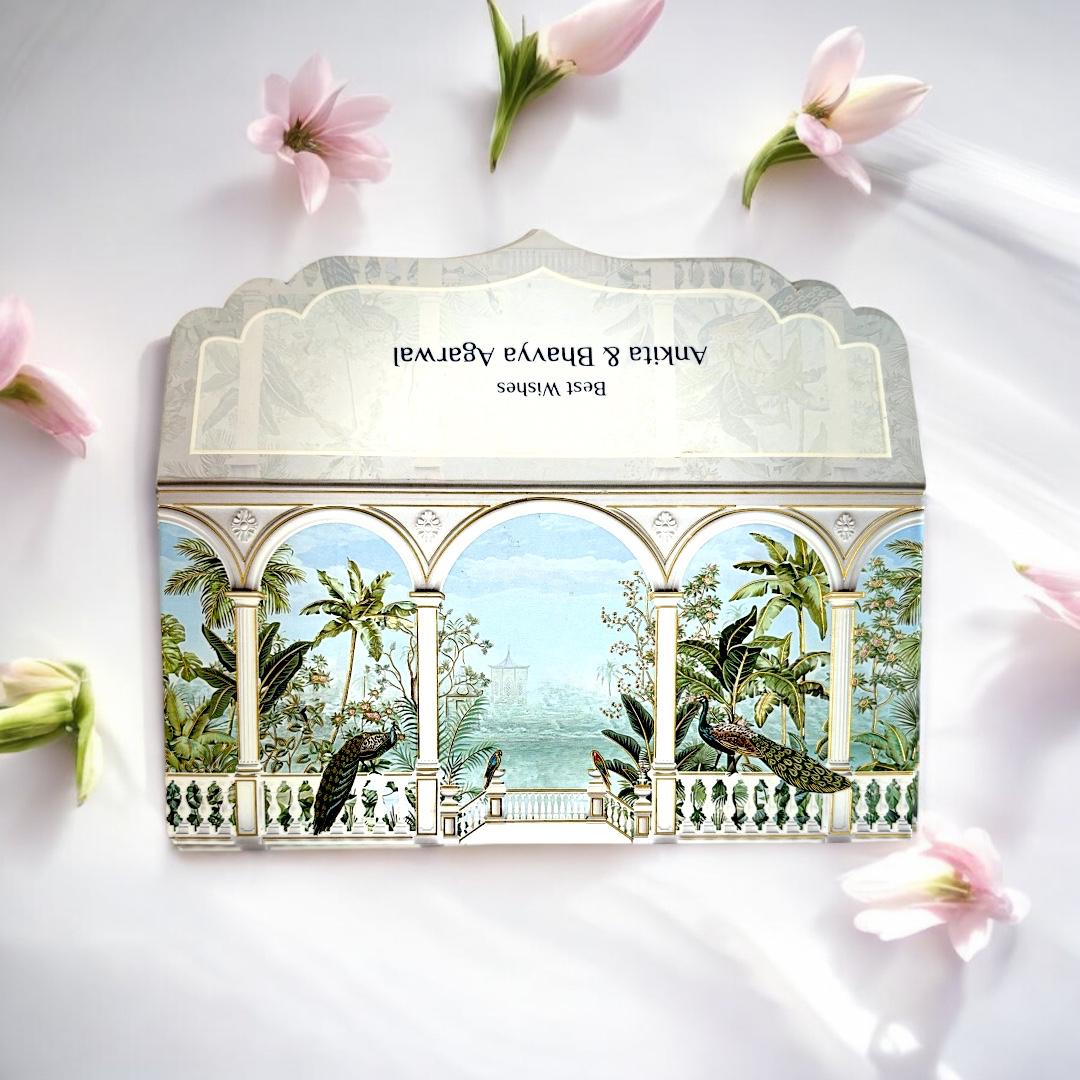 Premium Peacock Design Shagun Envelopes – Velvet Gold Foil | Lifafewala