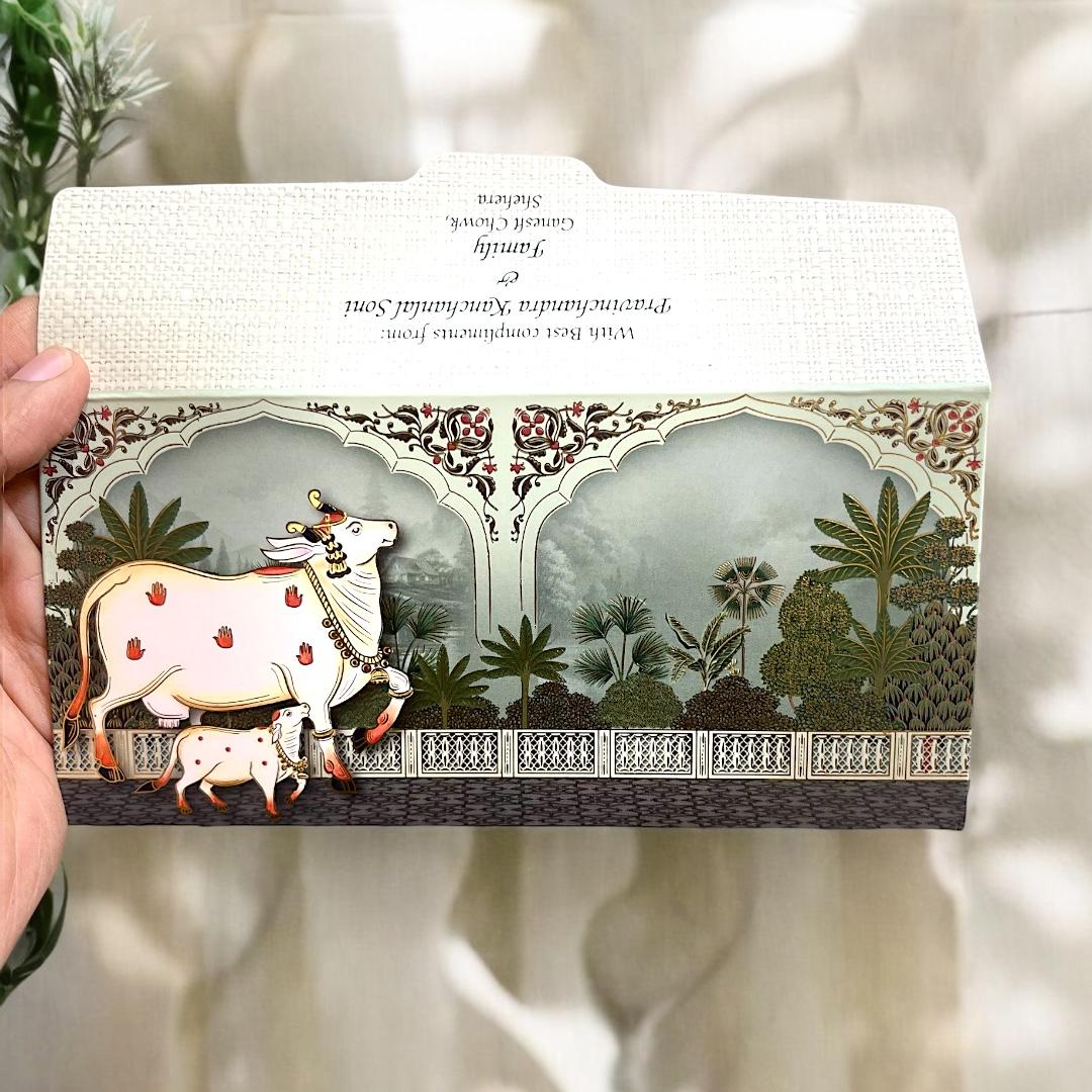 Premium Pichwai Print Designer Envelopes – Velvet Touch Gold Foil Gift Covers by Lifafewala