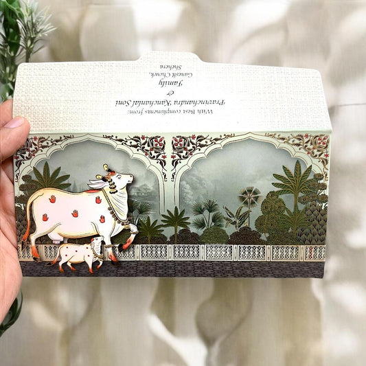 Premium Pichwai Print Designer Envelopes – Velvet Touch Gold Foil Gift Covers by Lifafewala