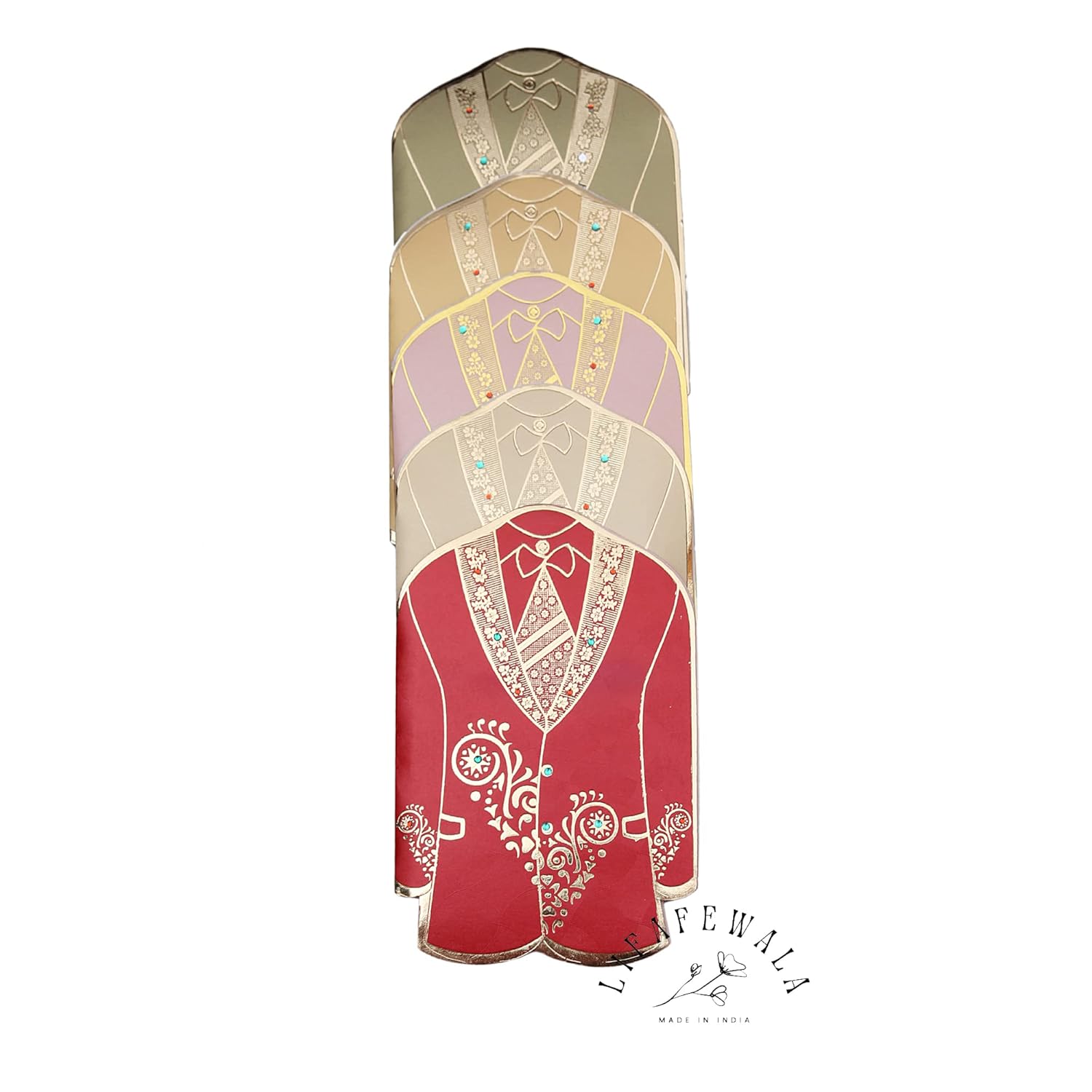Lifafewala Unique and Exclusive Designer Ethnic Coat/Suit shaped Money And Shagun Envelopes for Weddings, Birthdays and Various other Occasions. Pack of 10| Color: Multicolor (As per availability)