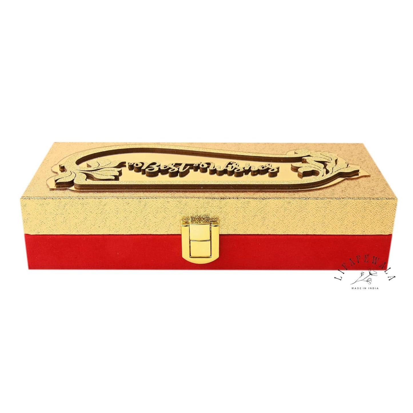 Designer wedding cash gift box in golden color