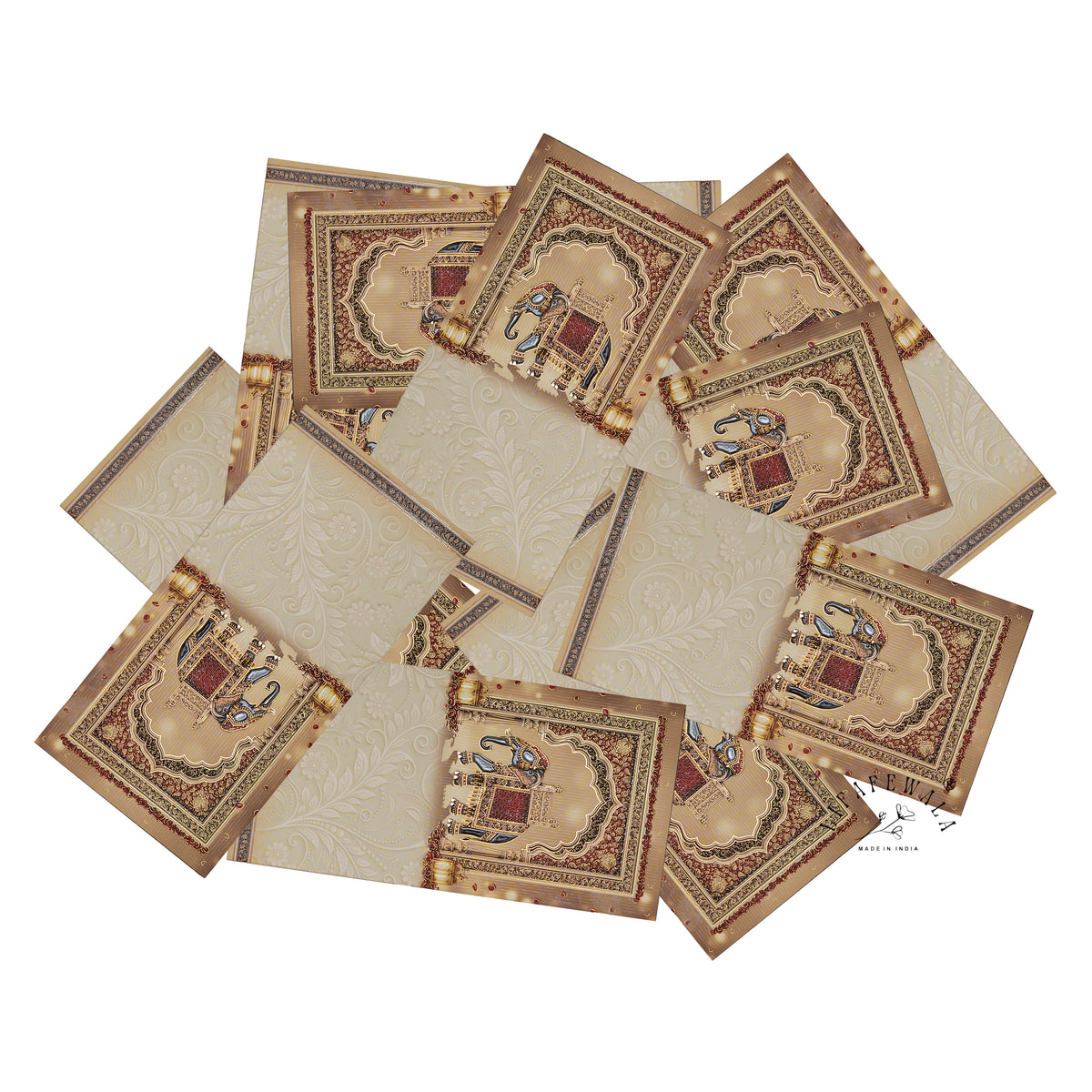 Royal Elephant Jharokha vertical velvet UV shagun envelope by LIFAFEWALA – scattered envelopes
