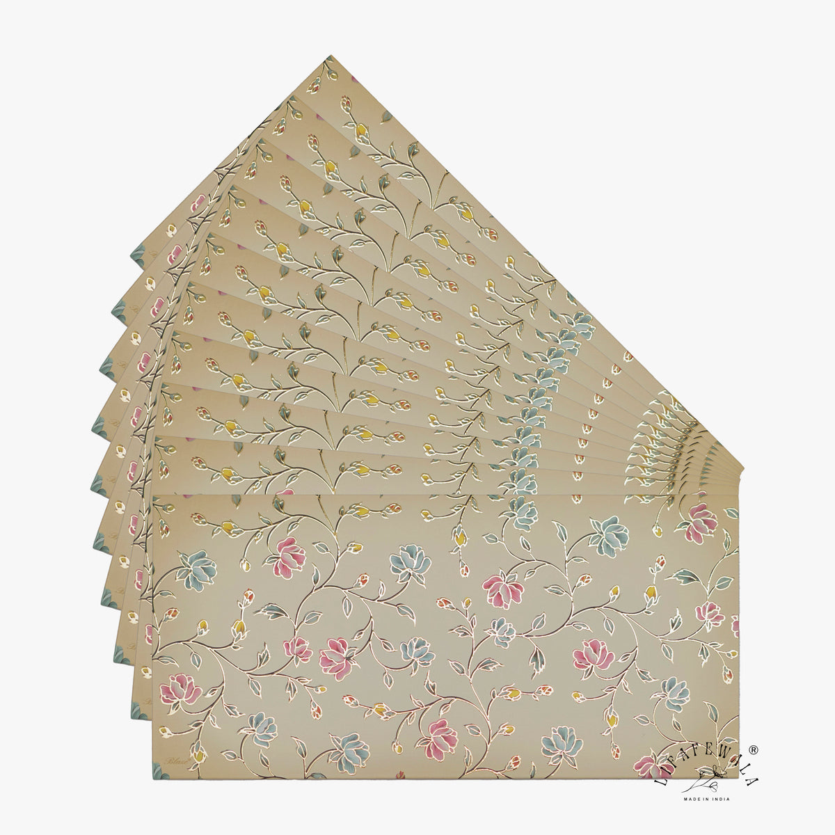 Taupe Blossom Vine MGI shagun envelope by LIFAFEWALA – fanned pack