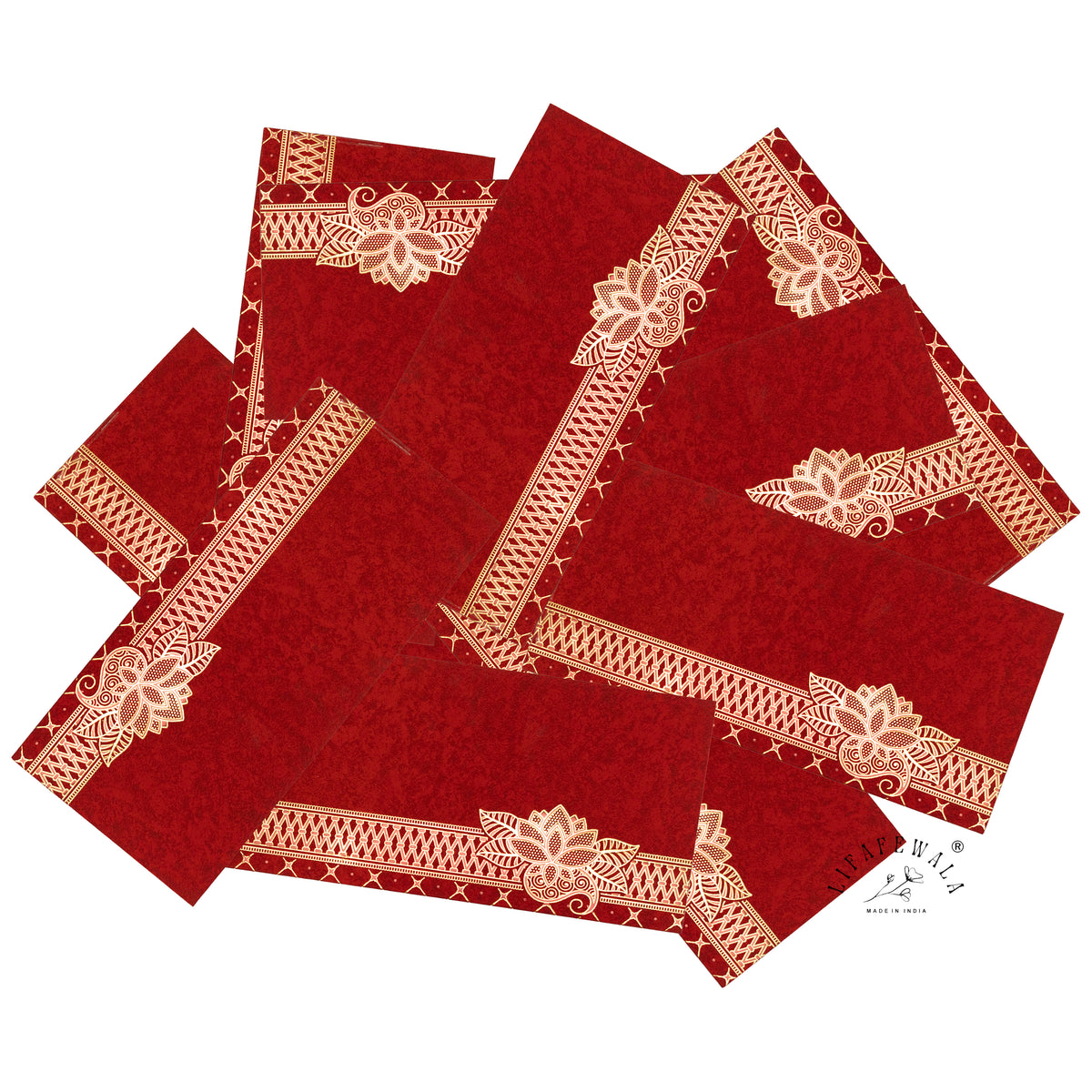 Red Kamal Lotus velvet shagun envelope by LIFAFEWALA – scattered envelopes