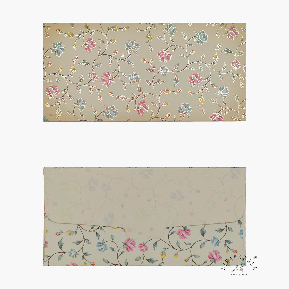 Taupe Blossom Vine MGI shagun envelope by LIFAFEWALA – front and back