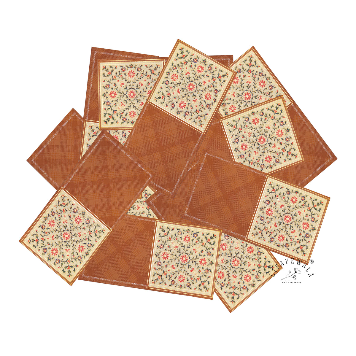 Rust Mughal Floral vertical velvet UV shagun envelope by LIFAFEWALA – scattered envelopes