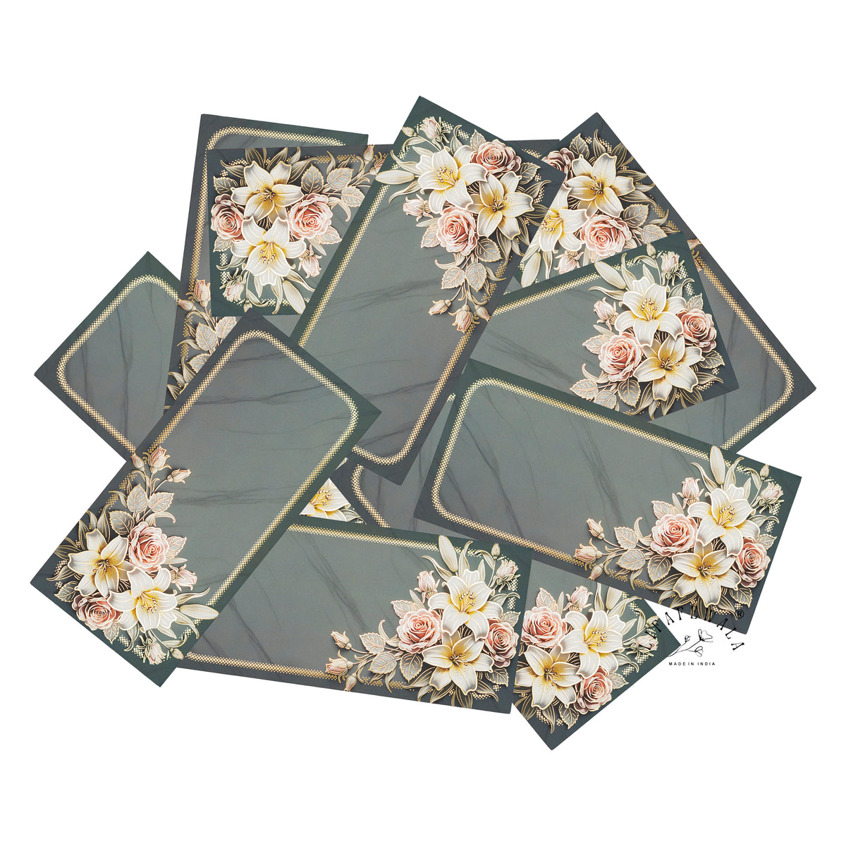 Grey Marble Lily & Rose Bouquet velvet shagun envelope by LIFAFEWALA – scattered envelopes