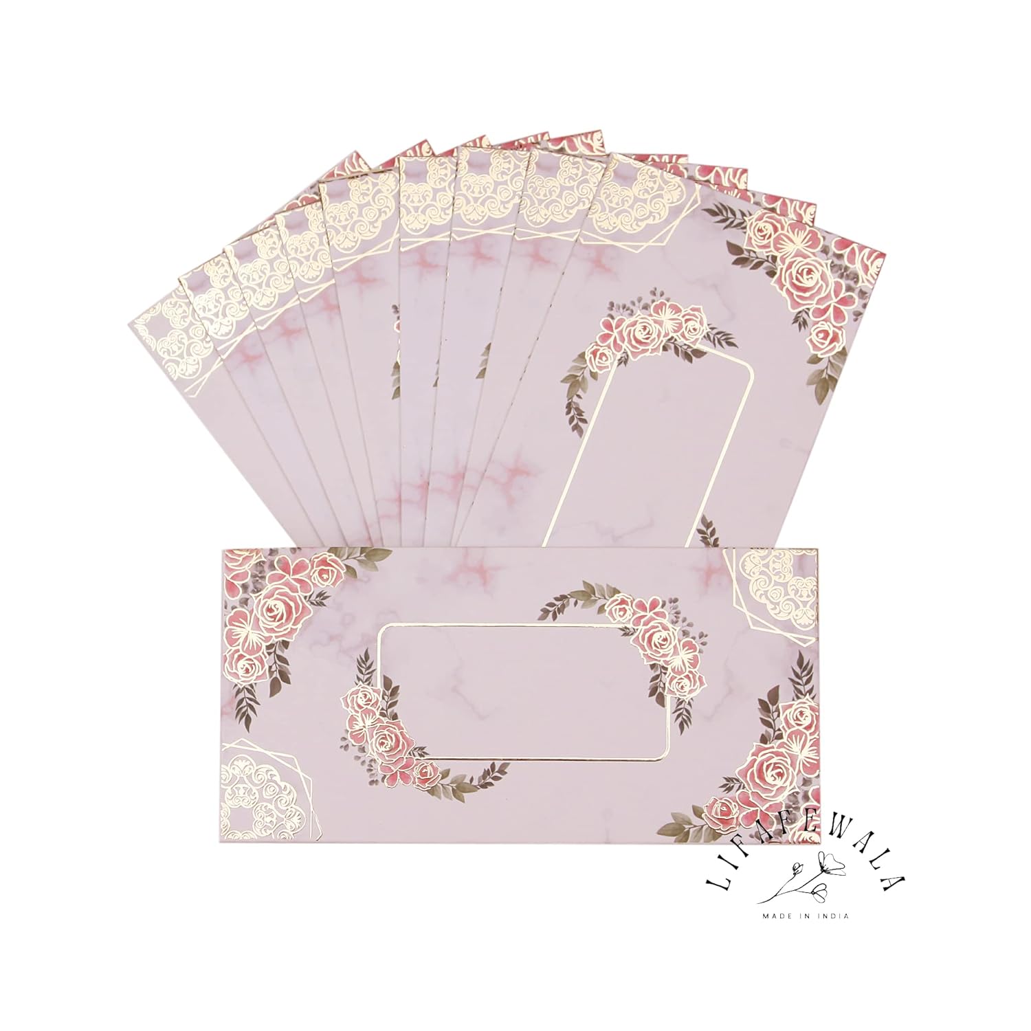 Floral print cream base shagun envelopes pack of 10