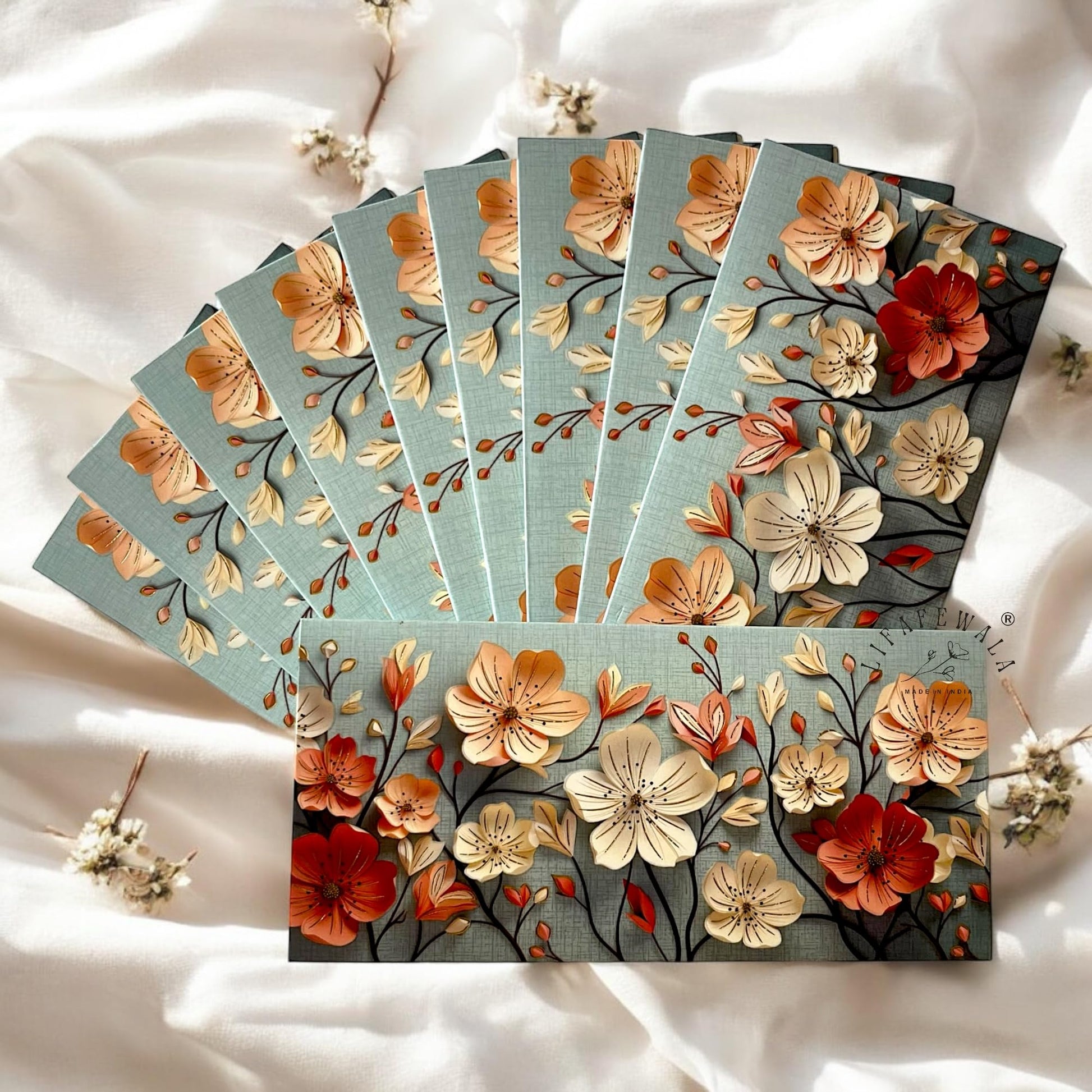 “Luxury floral velvet shagun envelopes with gold foil design”