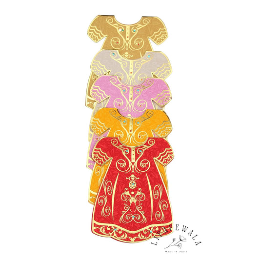 Lifafewala Unique and Exclusive Designer Ethnic Frock/Dress shaped Money And Shagun Envelopes for Weddings, Birthdays and Various other Occasions. Pack of 10| Color: Multicolor (As per availability)