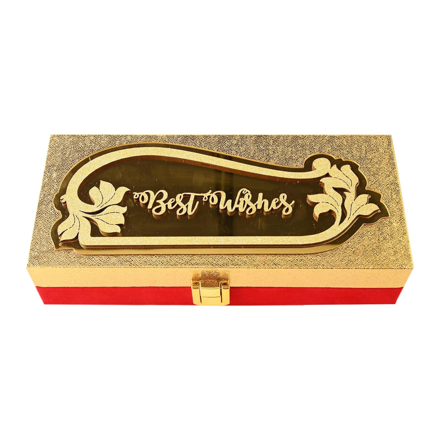 Golden rectangular best wishes cash box – Lifafewala