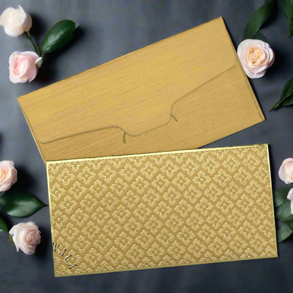 Golden Metallic Shagun Envelope – Premium Wedding Money Gift Cover by LIFAFEWALA