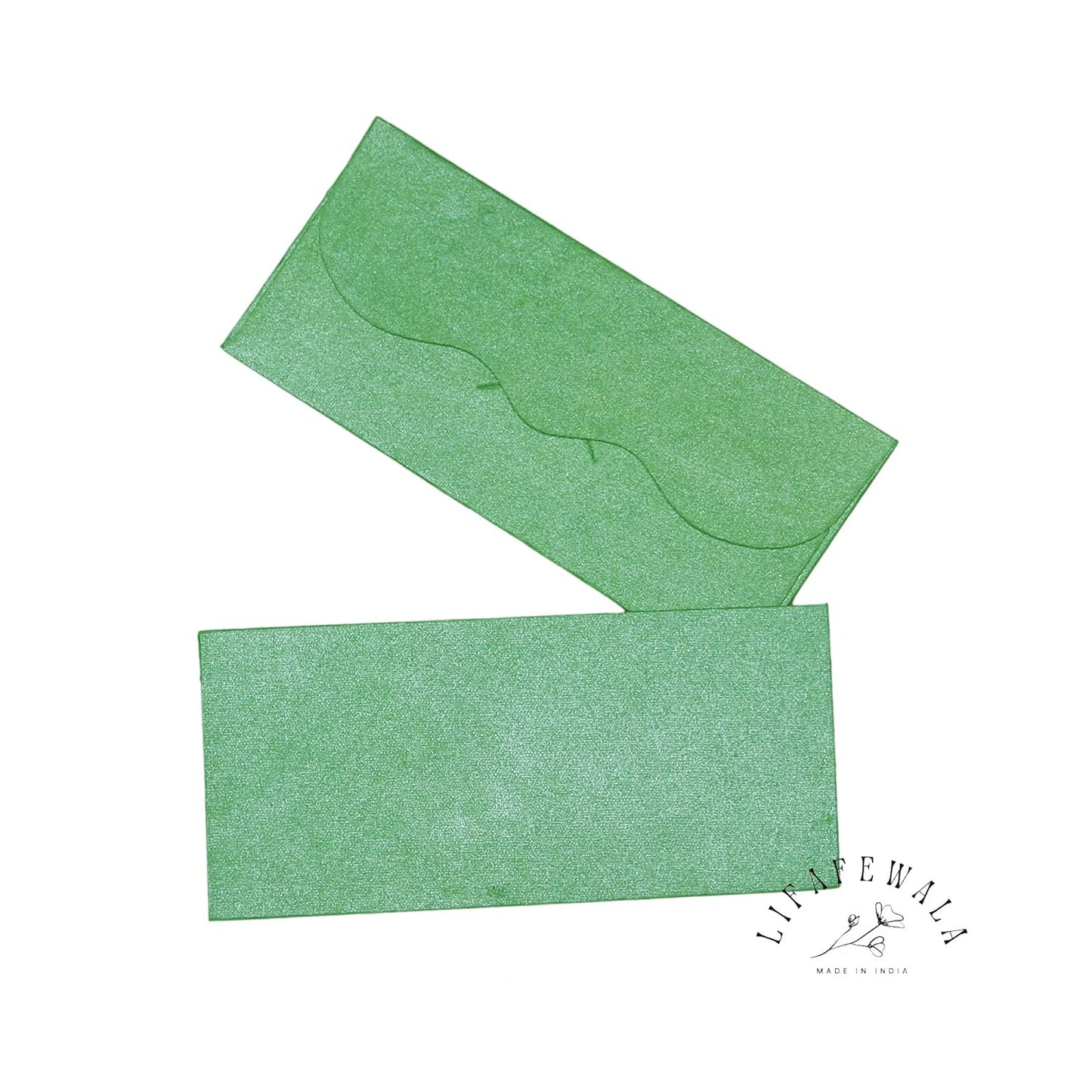 Handmade green money envelopes for weddings and Rakhi