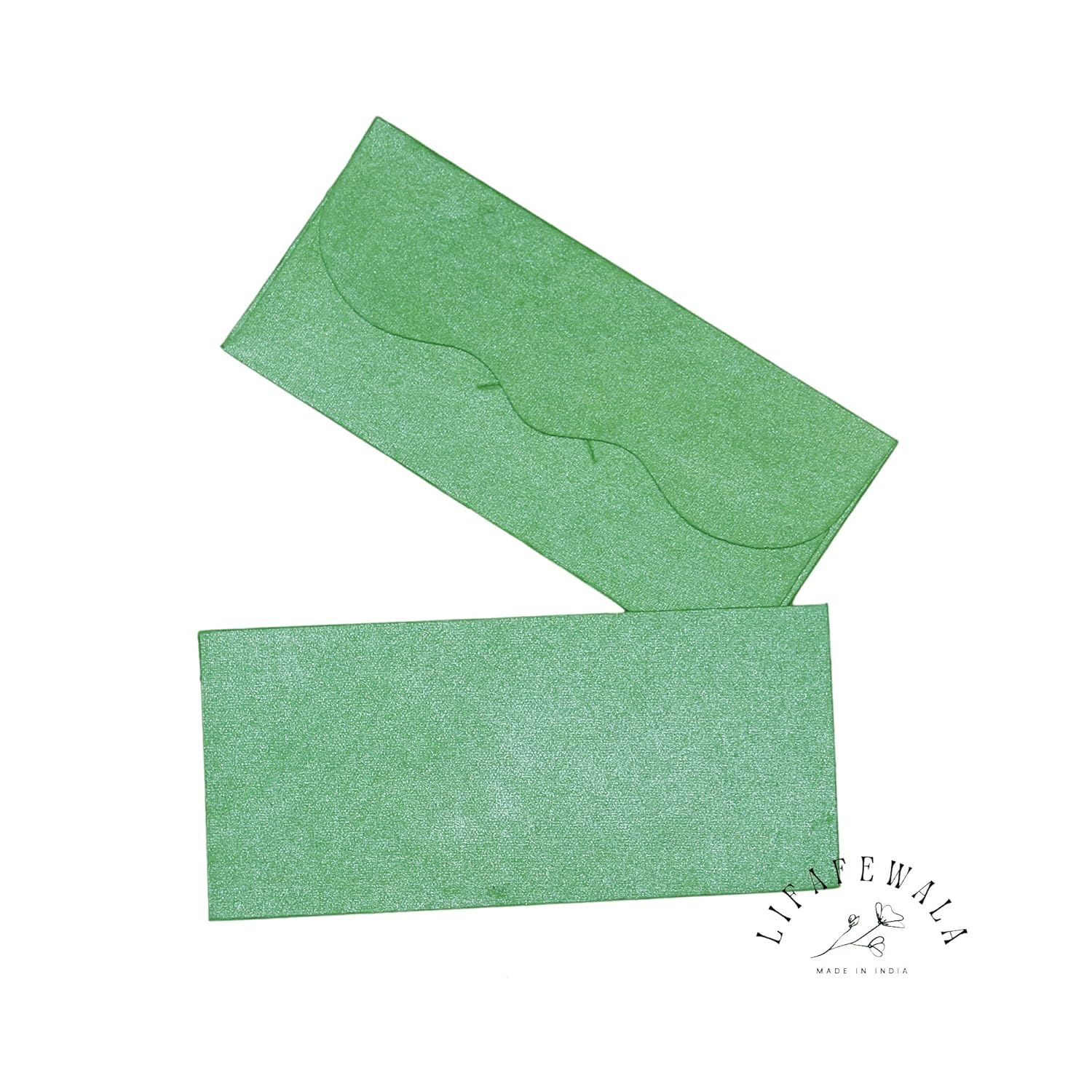 Handmade green money envelopes for weddings and Rakhi