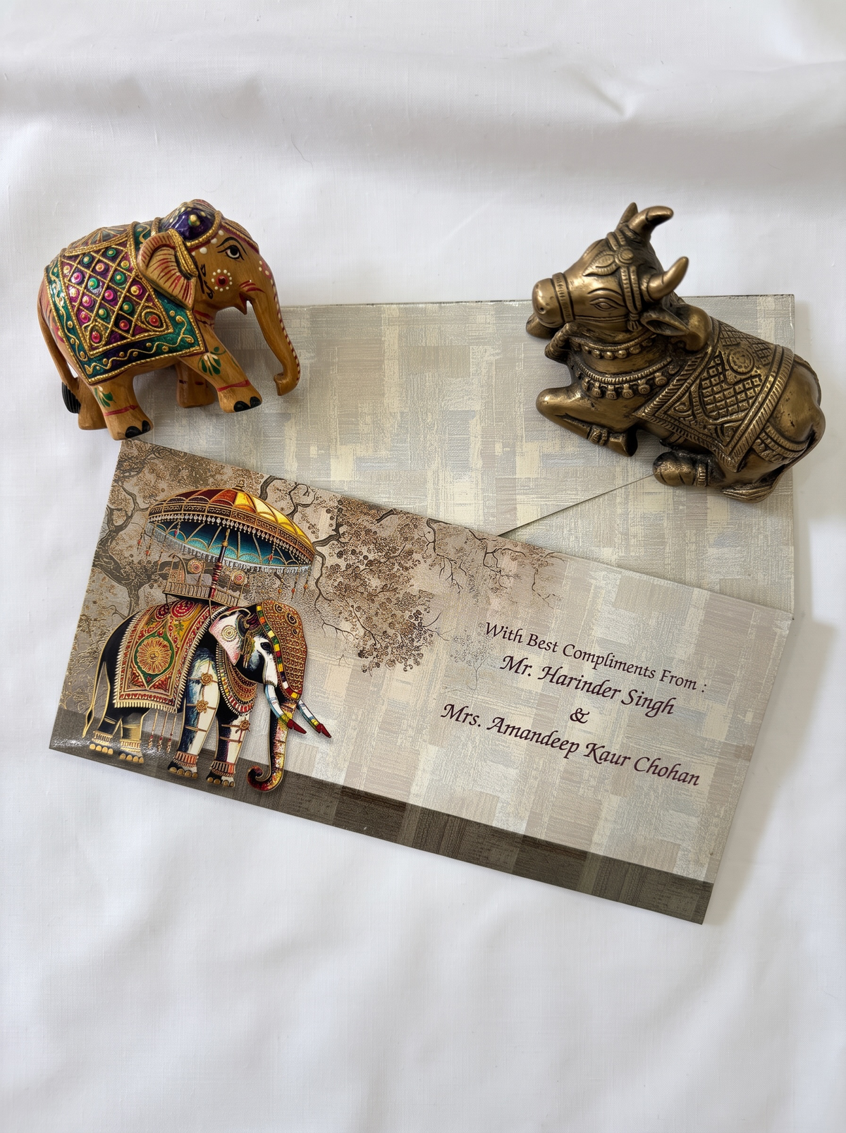 Royal Elephant gold foil matte shagun envelope by LIFAFEWALA – photo 8 of 8
