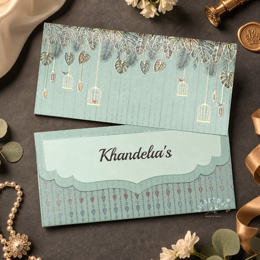 Sage Green Birdcage & Lantern Shagun Envelopes | LIFAFEWALA (Matte Finish, Pack of 20–200)