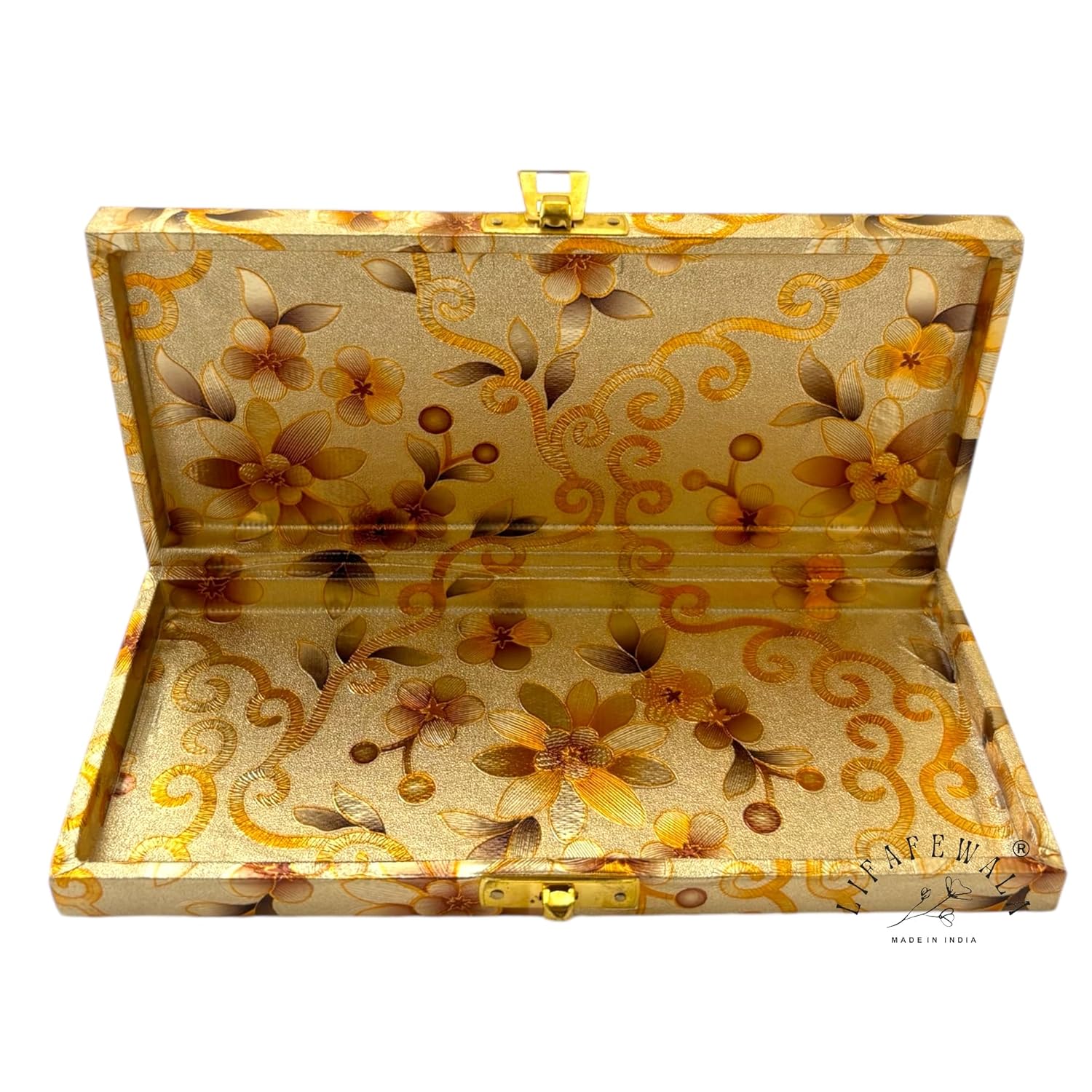 “Lifafewala golden floral decorative cash box”