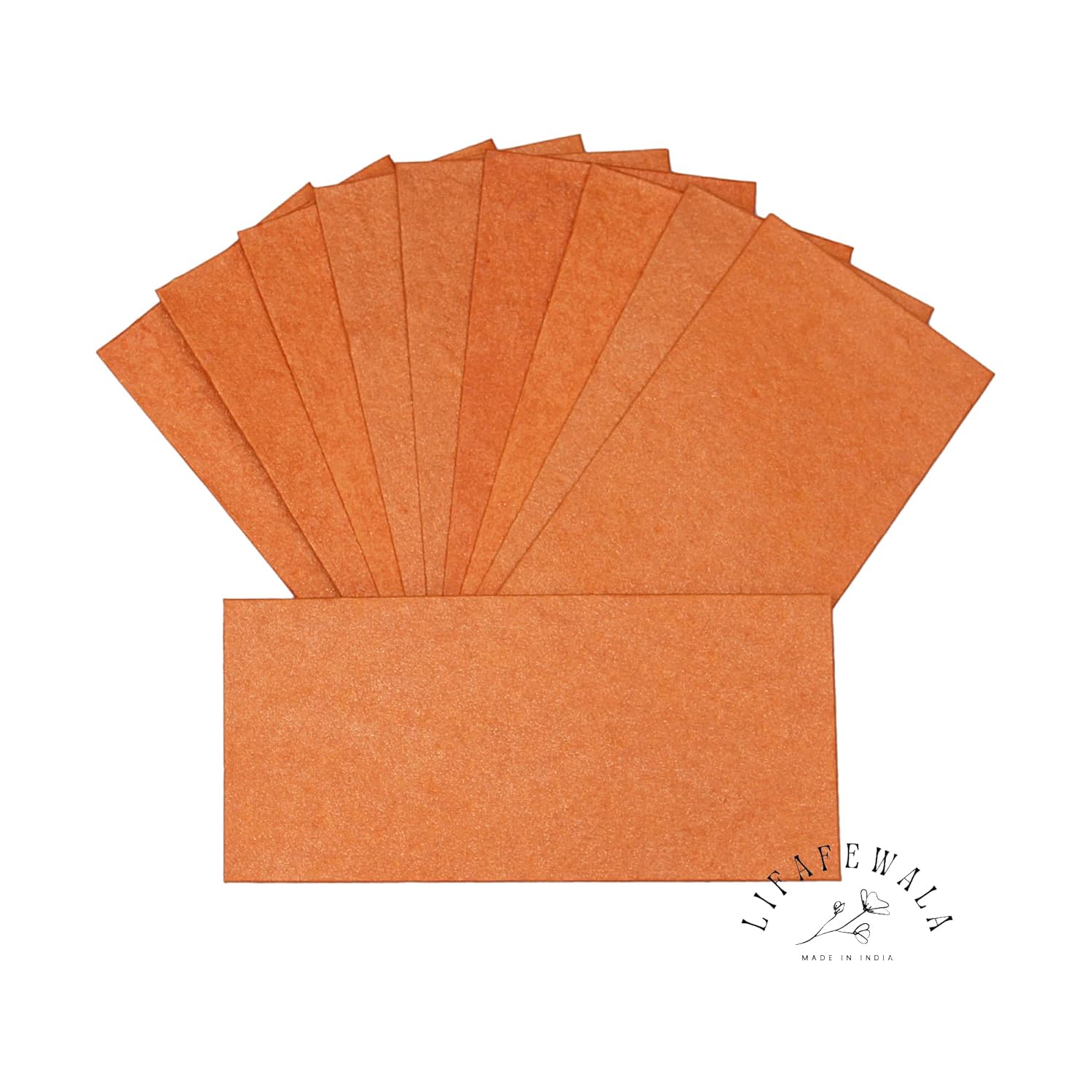 Eco-friendly orange handmade shagun envelopes.
