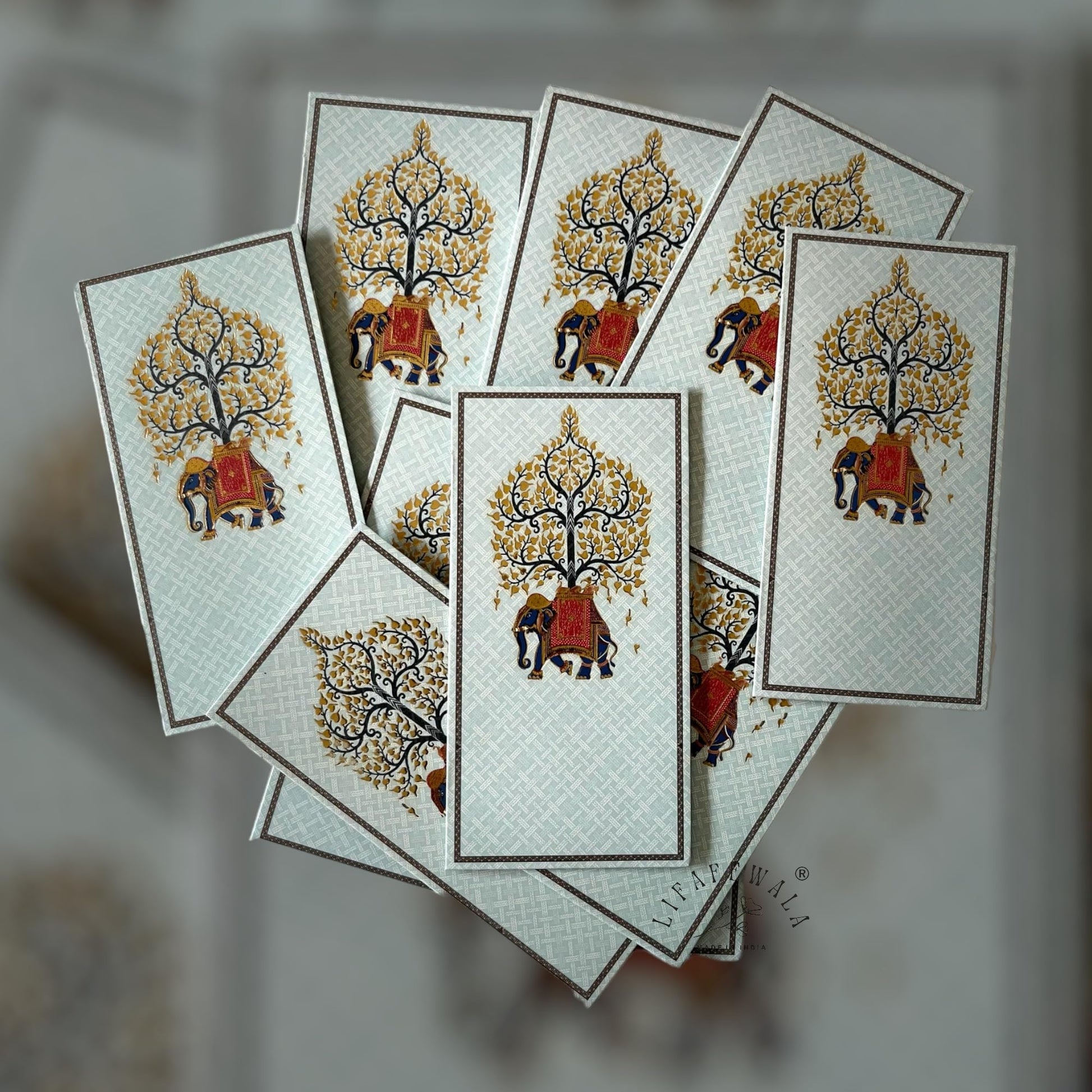 “Velvet feel elephant motif envelopes for gifting”