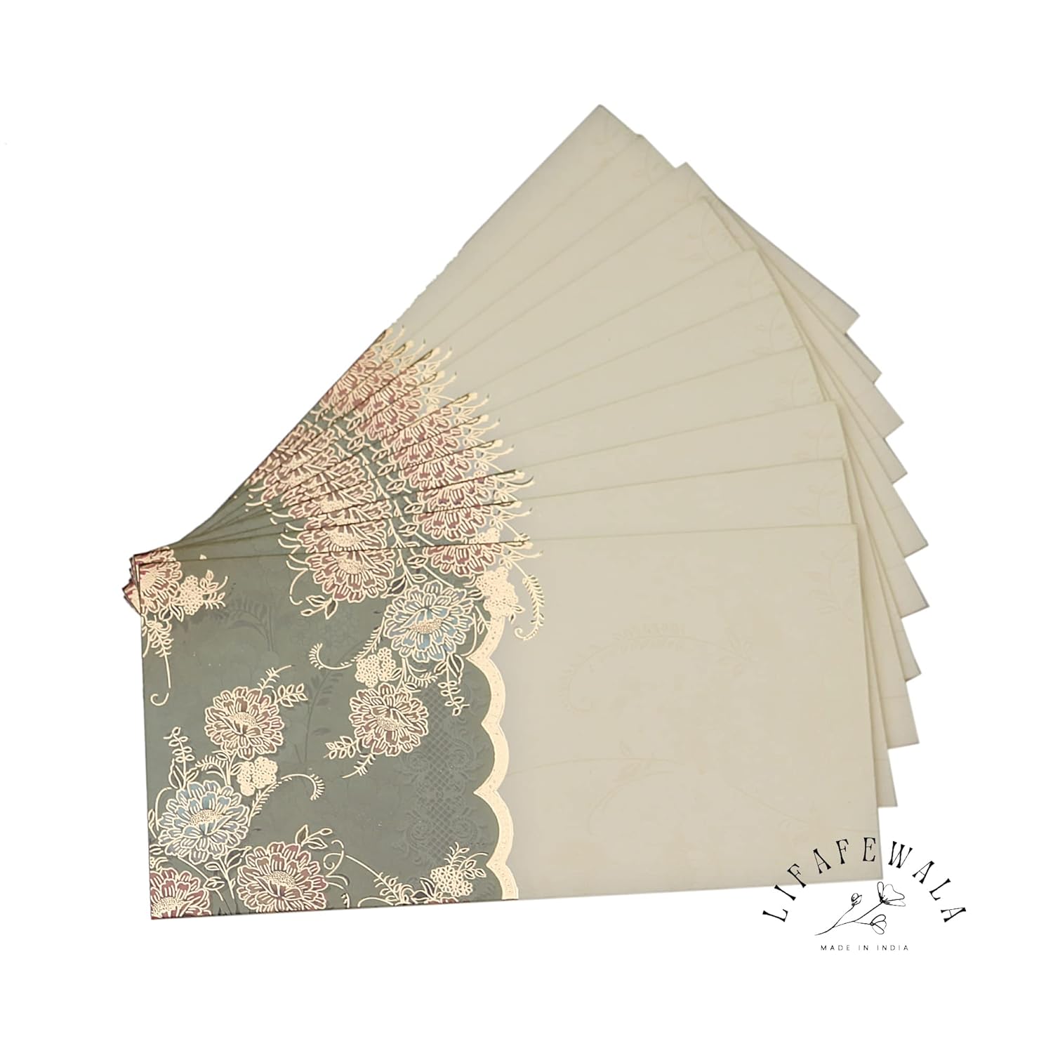 Pack of 10 elegant floral print gift envelopes