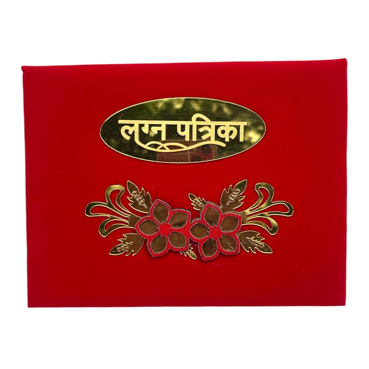 Red velvet lagan patrika wedding envelope by Lifafewala