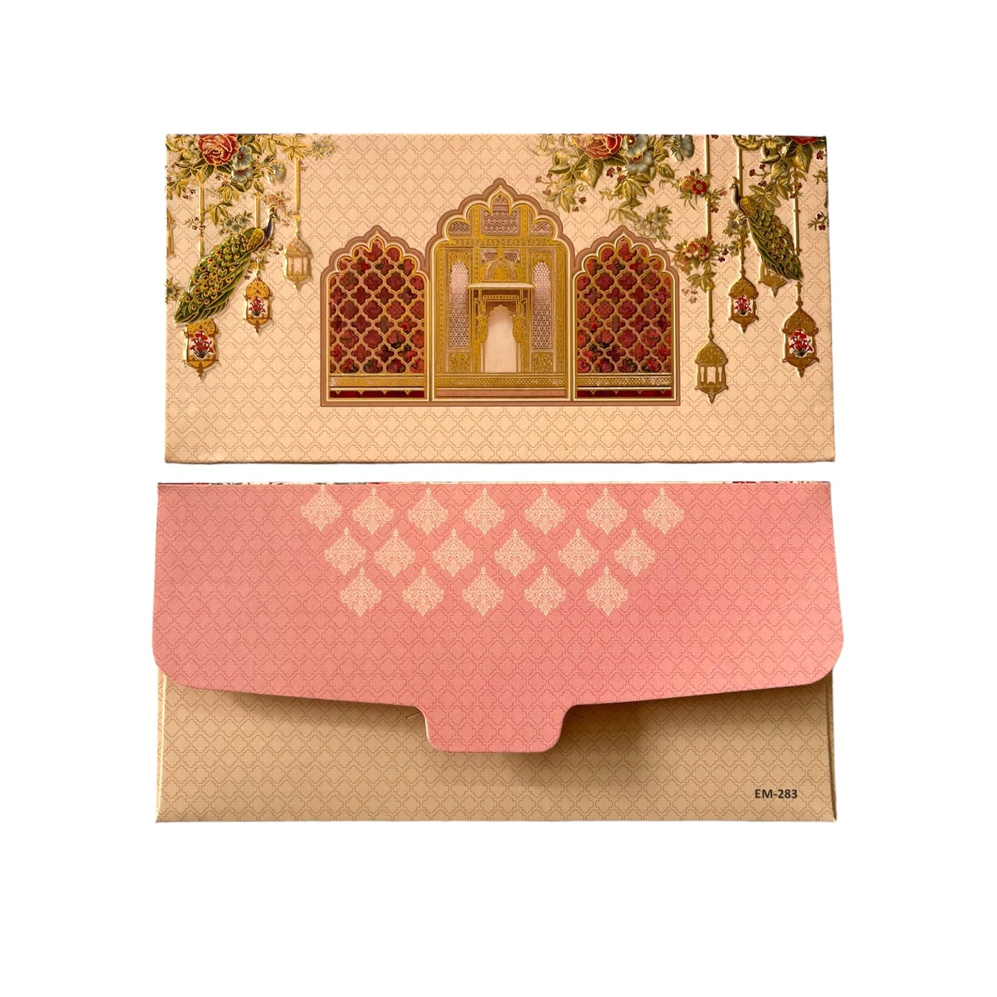 “Designer wedding envelopes with peacock print – Lifafewala”