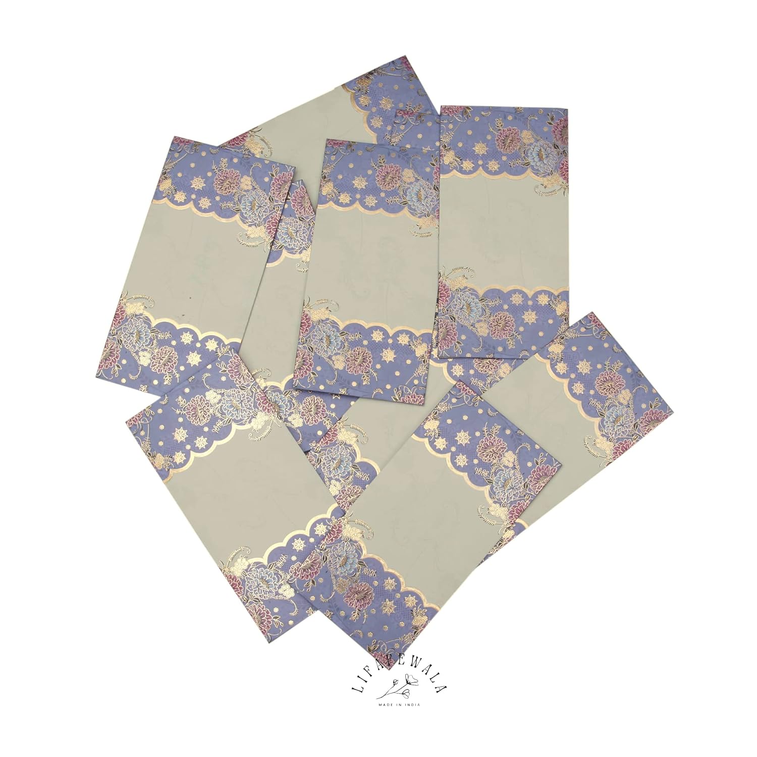 Pack of 10 elegant floral blue shagun envelopes