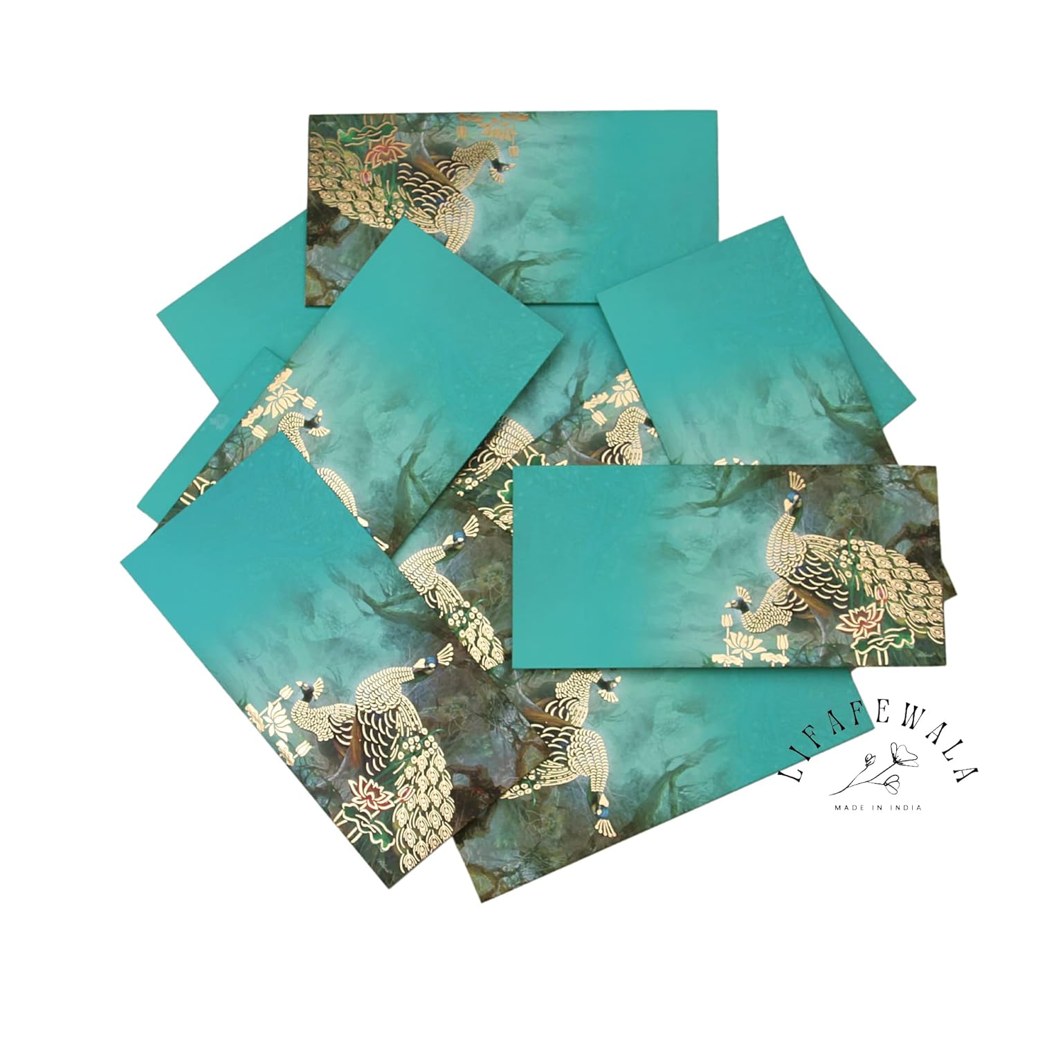 Premium velvet feel lifafa envelopes with peacock print